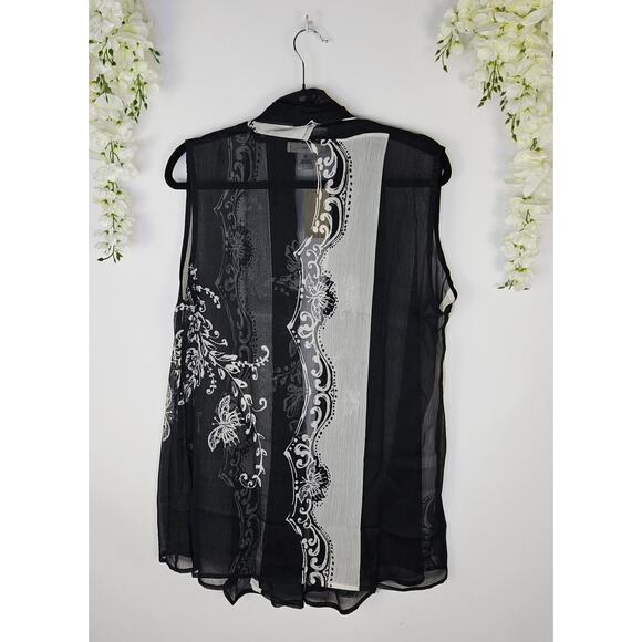 Coldwater Creek Butterfly Sheer Scarf Black White Vest One Size Fall NWT $49.95 - Picture 6 of 15